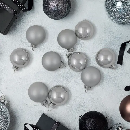 Northlight 10ct Silver Shiny and Matte Glass Ball Christmas Ornaments 1.75" (45mm) {3}