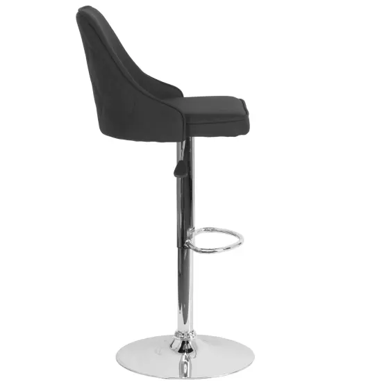 Emma and Oliver Contemporary Adjustable Height Barstool Black Fabric {4}