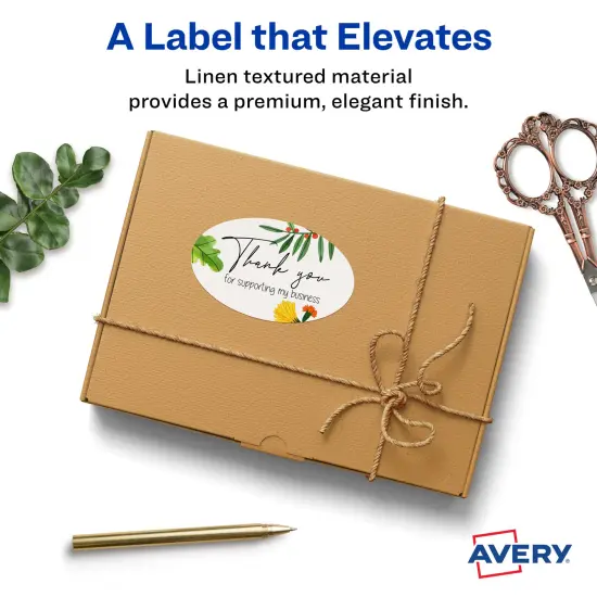 Avery Printable Blank Oval Labels, 2" x 3-1/3", Textured Matte White, 80 Customizable Labels (22829) {2}