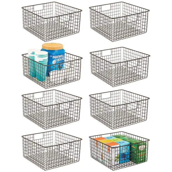 mDesign Metal Wire Food Organizer Basket with Built-In Handles - 12 x 12 x 6 {1}