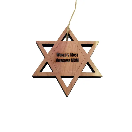 Worlds most awesome Mom Star of David - Cedar Ornament {1}