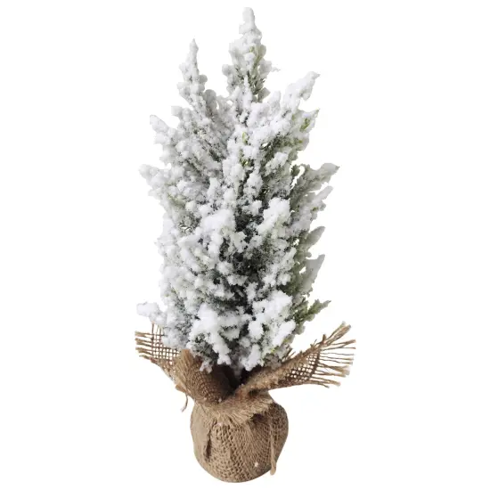 Northlight Heavily Flocked Pine Christmas Tree in Burlap Base - 12.5" Green {1}