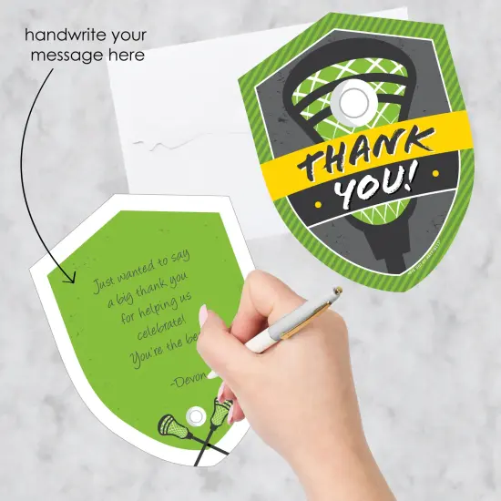 Big Dot of Happiness Lax to the Max Lacrosse Shaped Thank You Cards Party Thank You Note Cards with Envelopes Set of 12 {3}