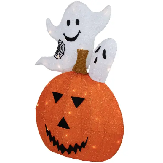 Northlight LED Lighted Jack-O-Lantern and Ghosts Halloween Decoration - 27.5" - Clear Lights Orange {5}