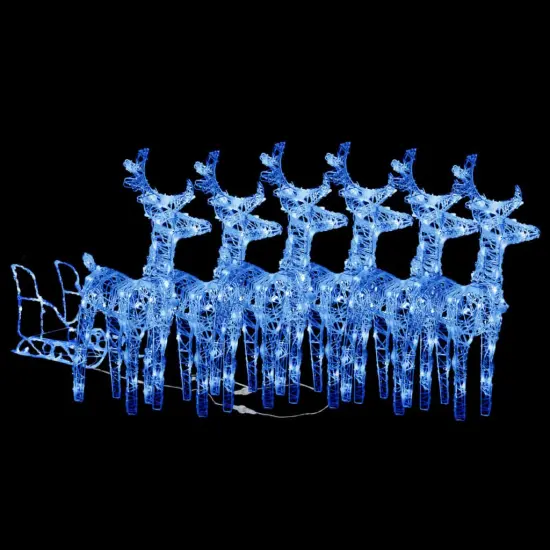 Reindeers & Sleigh Christmas Decoration 320 LEDs Acrylic Blue {2}