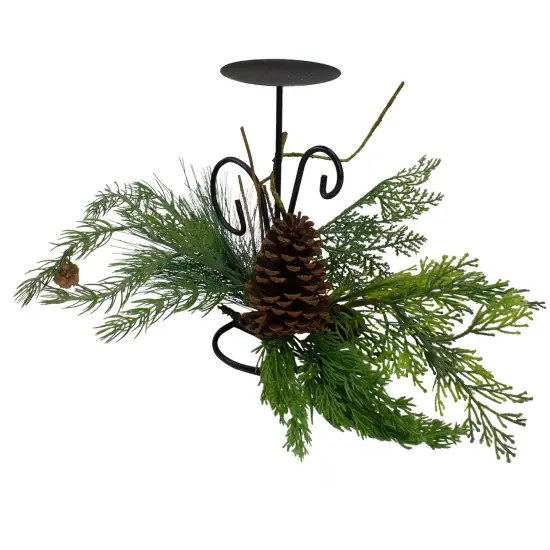 Northlight 10" Green Artificial Sprigs and Pine Cone Christmas Candle Holder {3}