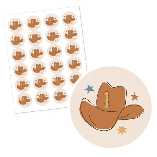 Big Dot of Happiness My First Rodeo - Little Cowboy 1st Birthday Party Circle Sticker Labels - 24 Count {3}