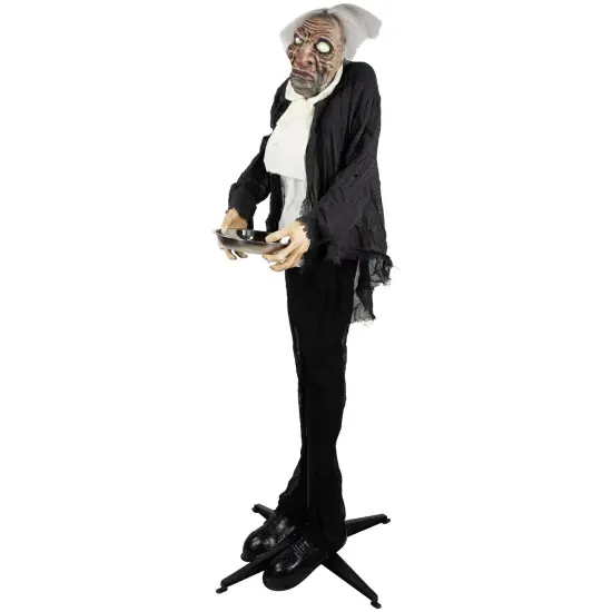 Northlight LED Lighted Animated Butler with Sound Halloween Decoration - 5.5' - Clear Lights Gray {7}