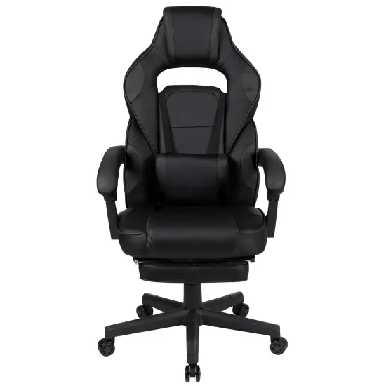 Emma and Oliver Ergonomic Gaming Chair -Recline Back/Arms, Footrest, Massaging Lumbar Black {3}