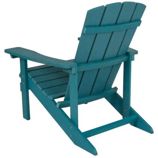 Emma and Oliver 4 Pack Outdoor All-Weather Poly Resin Wood Adirondack Chairs Sea Foam {4}