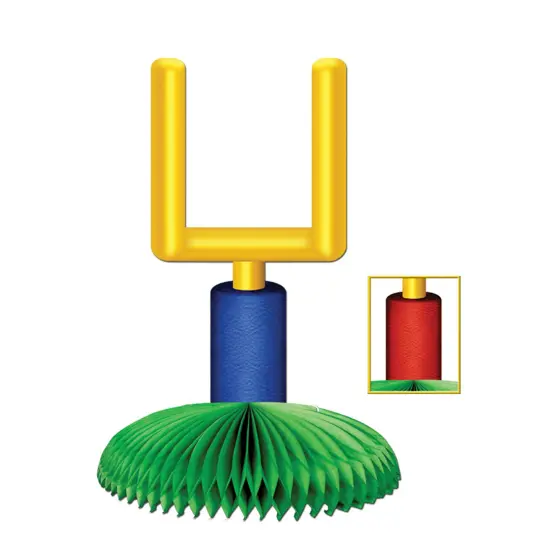 Beistle Club Pack of 12 Yellow, Blue and Green Honeycomb Tissue Goal Post Centerpiece 9" {1}