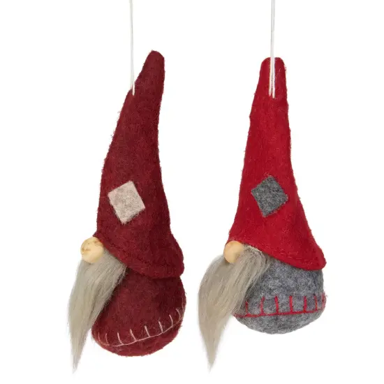 Northlight Santa Christmas Gnomes Ornaments - 4" - Burgundy and Red - Set of 2 {3}