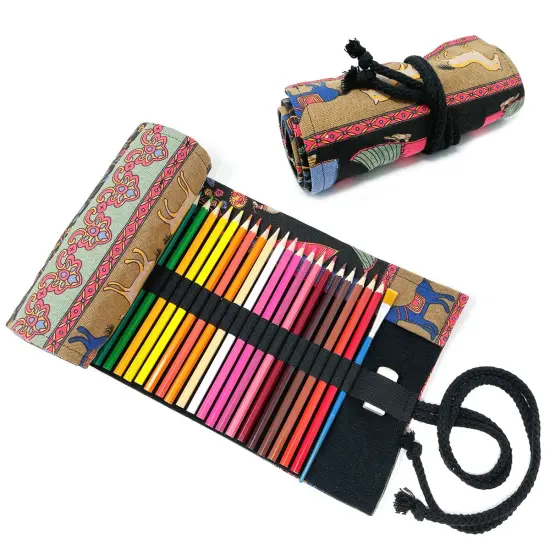 Wrapables Pencil Roll Organizer, Colored Pencil Wrap Pouch (72 slots) Green Scream {7}