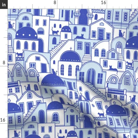 Various Fabrics by the Yard or Fat Quarter Greek Electric Blue Greece Santorini Mediterranean Custom Printed Fabric by Spoonflower {2}