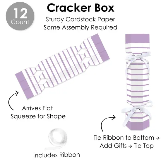 Big Dot of Happiness Purple Stripes - No Snap Simple Party Table Favors - DIY Cracker Boxes - Set of 12 {7}