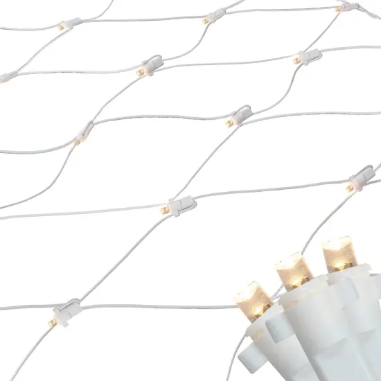 Northlight LED Wide Angle Net Style Christmas Lights - 4' x 6' - Warm White - White Wire Clear {1}