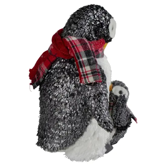 Northlight Plush Mother Penguin and Chick Christmas Figure - 12" Black {7}