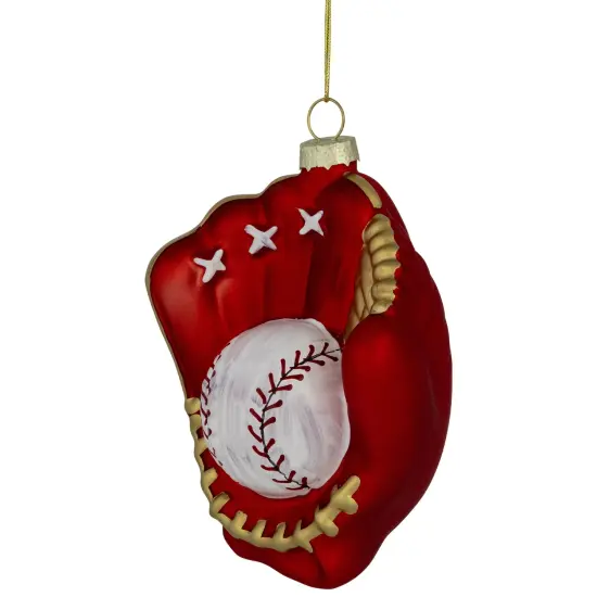 Northlight Baseball Mitt with Ball Glass Christmas Ornament - 4" - Red {4}