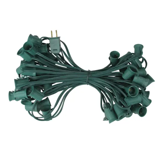 Northlight Commercial Grade C9 Christmas Light Socket Set - 50' Green Wire - 18 Gauge {1}
