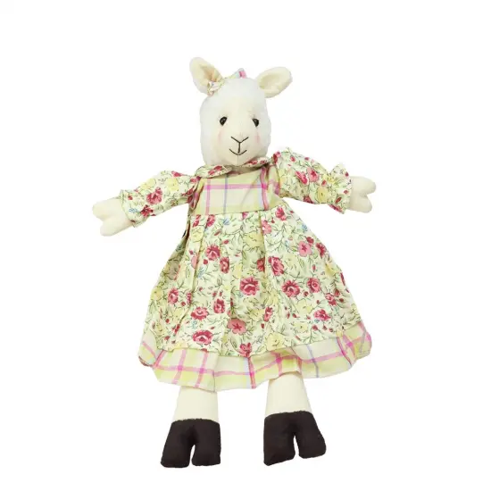 Gallerie II 11" Cream White and Pink Libby the Lamb Girl Sitting Easter Tabletop Figurine {1}