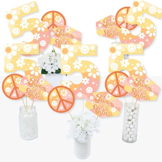 Big Dot of Happiness Five is a Vibe - Boho Hippie Fifth Birthday Party Centerpiece Sticks - Table Toppers - Set of 15 {3}