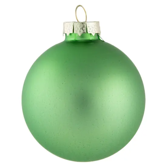 Northlight 2-Finish Glass Christmas Ball Ornaments - 2.5" (65mm) - Pistachio Green - 9ct {4}