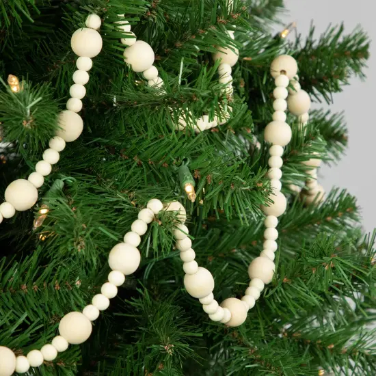 Northlight 6' Cream Wooden Beads Christmas Garland, Unlit Ivory {3}