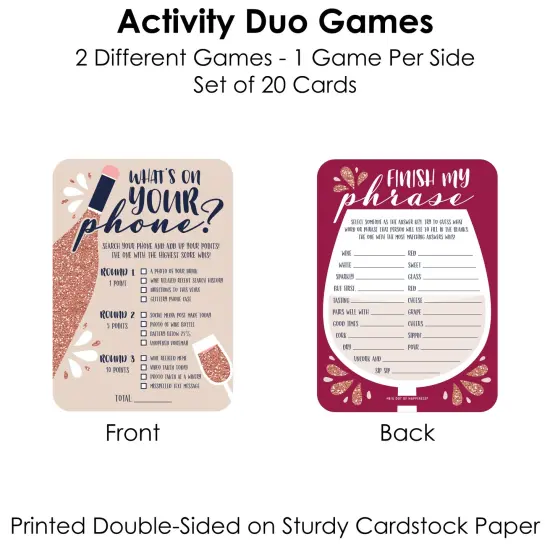 Big Dot of Happiness But First, Wine - 2-in-1 Wine Tasting Party Cards - Activity Duo Games - Set of 20 {6}
