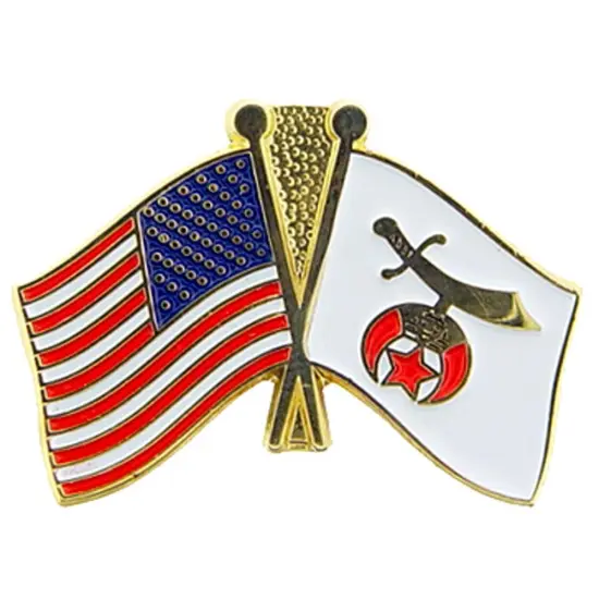 EagleEmblems P05711 PIN-ORG,Shriner/USA Flag (1'') {1}