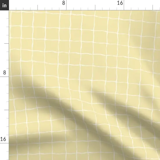 Various Fabrics by the Yard or Fat Quarter Minimalist Hand Drawn Grid Squares Yellow White Irregular Lines Windowpane Custom Printed Fabric by Spoonflower {2}