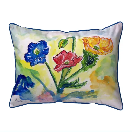 Betsy Drake Bugs and Poppies Extra Large 20 X 24 Indoor / Outdoor Pillow {1}