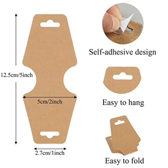 200 Pieces Keychain Display Cards with Adhesive Necklace Bracelet Jewelry Hanging Blank Kraft Paper Packaging Tags {6}