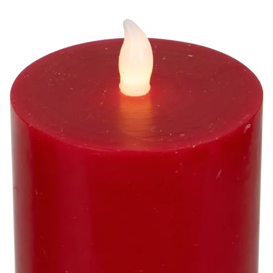 Northlight LED Flameless Flickering Wax Pillar Candles - 8" - Red - Set of 3 {7}