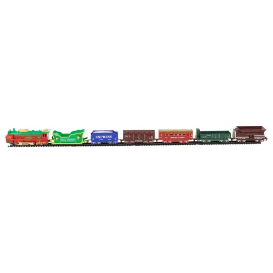 Northlight 23 Pc Battery Operated Lighted and Animated Classic Christmas Train Set with Oval Track Red {4}