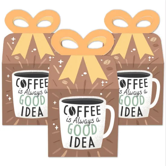 Big Dot of Happiness But First, Coffee - Square Favor Gift Boxes - Cafe Themed Party Bow Boxes - Set of 12 {3}