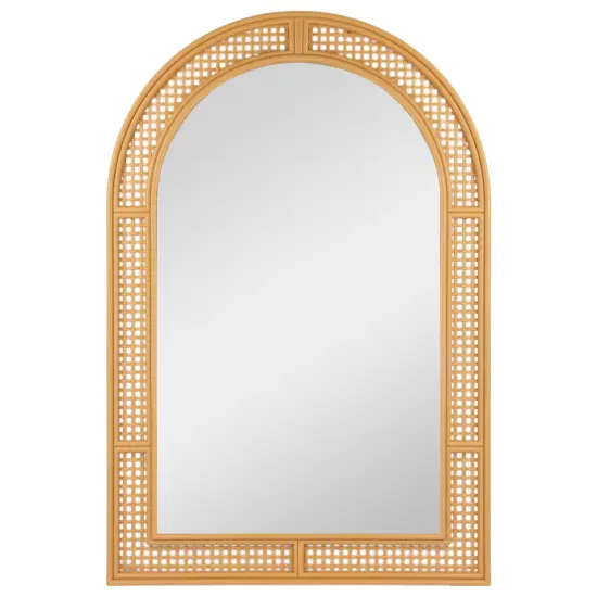 Northlight 36" Arched Lattice Weaved Decorative Wall Mirror Beige {1}