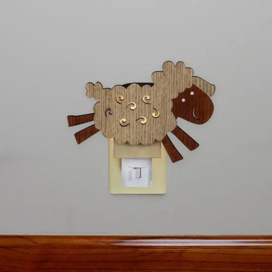Roman 6" Wooden LED Leaping Sheep Night Light Brown {3}