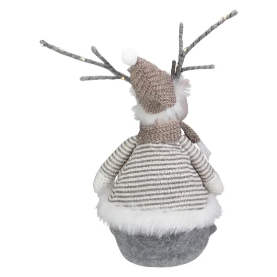 Northlight LED Lighted Wrapped Antlers Knitted Reindeer Christmas Figure - 18" Gray {6}