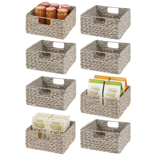 mDesign Woven Hyacinth Kitchen Basket Organizer with Handles {1}