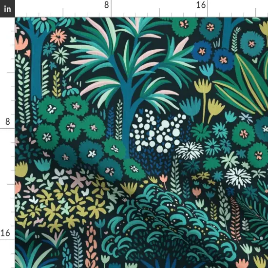 Various Fabrics by the Yard or Fat Quarter Bohemian Tropical Botanical Emerald Jade Whimsical Jungle Custom Printed Fabric by Spoonflower {2}