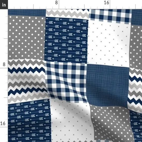 Various Fabrics by the Yard or Fat Quarter Blue Cheater Quilt Plaid Chevron Patchwork Arrows Dots Check Custom Printed Fabric by Spoonflower {2}