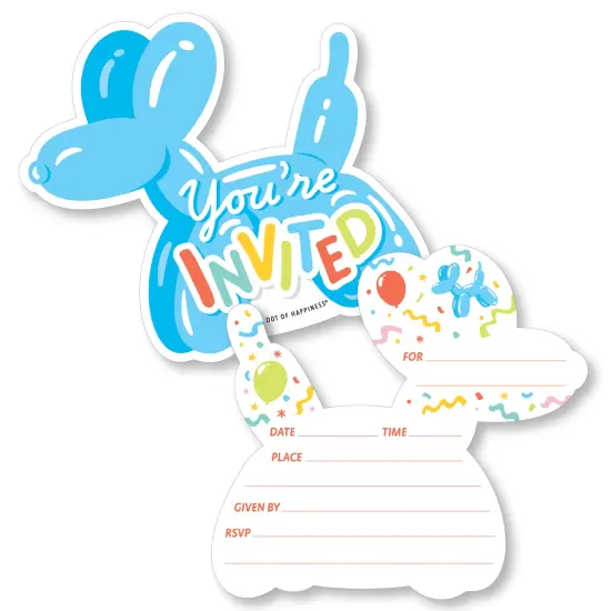 Big Dot of Happiness Balloon Animals - Shaped Fill-In Invitations - Happy Birthday Party Invitation Cards with Envelopes - Set of 12 {1}