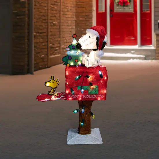 Northlight LED Lighted Peanuts Snoopy on Mailbox Outdoor Christmas Decoration - 32" - Clear Lights Multi {3}