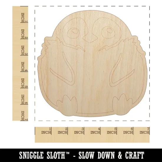 Cute Fluffy Baby Penguin Unfinished Wood Shape Piece Cutout for DIY Craft Projects {1}