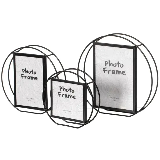 Modern Circle Shape Black Metal Decor Photo Frame for Tabletop Display {1}