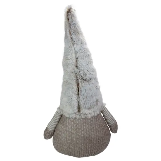 Northlight LED Lighted Knitted Gnome with Faux Fur Hat Christmas Figure - 23.5" Beige {6}
