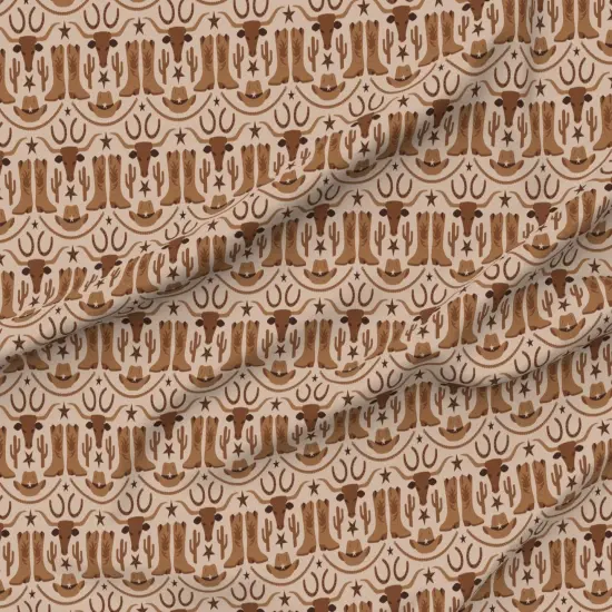 Various Fabrics by the Yard or Fat Quarter Western Cowboy Cowgirl Longhorn Southwest Earth Tone Cattle Horseshoe Desert Rustic Custom Printed Fabric by Spoonflower {6}