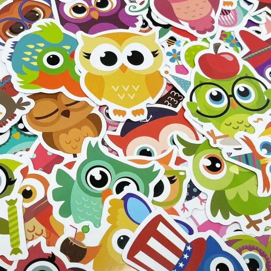 Wrapables Waterproof Vinyl Stickers for Water Bottles, Laptop, Phones, Skateboards, Decals for Teens, 80pcs Owls {4}