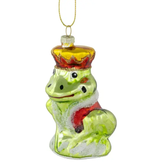 Northlight Prince Frog Glass Christmas Hanging Ornament - 3.5" - Lime Green and Red {5}