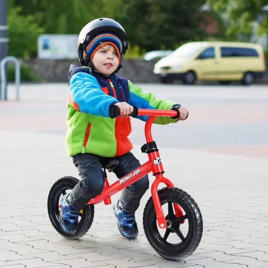 Kids No Pedal Balance Bike with Adjustable Handlebar and Seat Red {2}